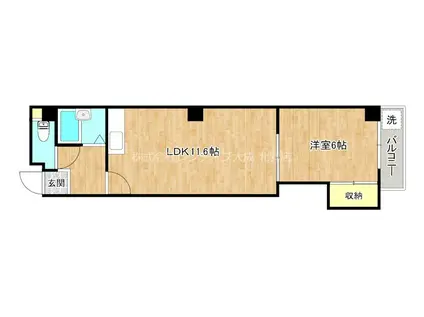 サンプラザ今里6(1LDK/3階)の間取り写真