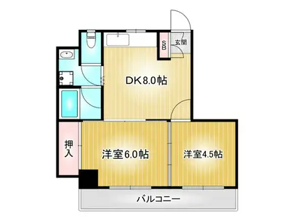 第2オーシャンビル(2DK/6階)の間取り写真