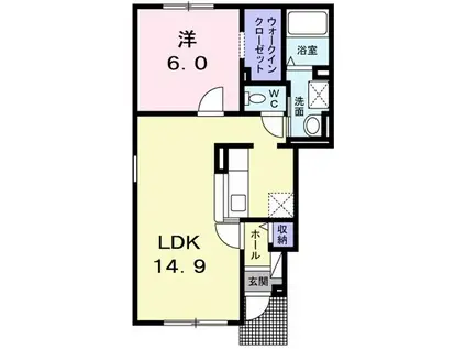 ジョイア ヴィラ III(1LDK/1階)の間取り写真