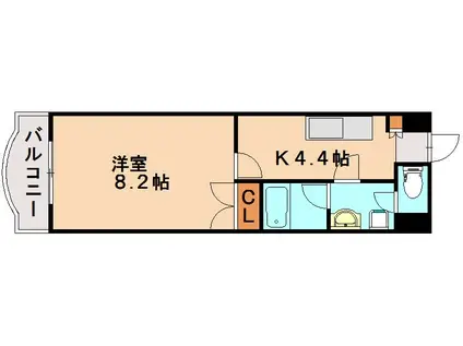 ルヴィナスU(1K/4階)の間取り写真