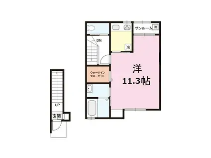 CHAMBREII(1K/2階)の間取り写真