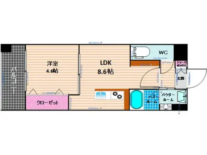 ケイス大橋(1LDK/11階)の間取り写真