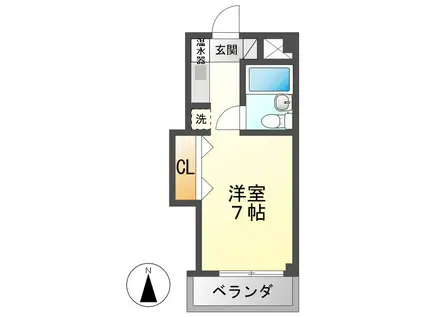 ペルテ旭(ワンルーム/2階)の間取り写真