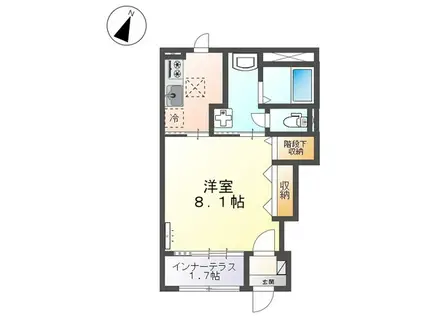 ディパーチャ いや(1K/1階)の間取り写真