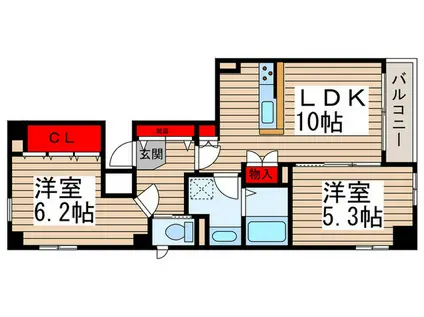 ジェミニ妙典(2LDK/3階)の間取り写真