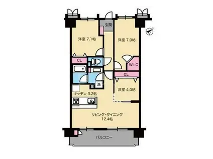 アルファグランデ一之江参番館304号(3LDK/3階)の間取り写真