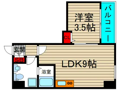 ジーザススクエア 日本橋(1LDK/5階)の間取り写真
