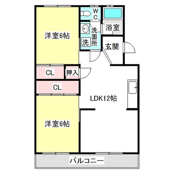 八城マンション(2LDK/4階)の間取り写真