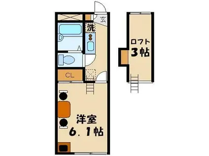 レオパレスヴィラ美女木(1K/3階)の間取り写真