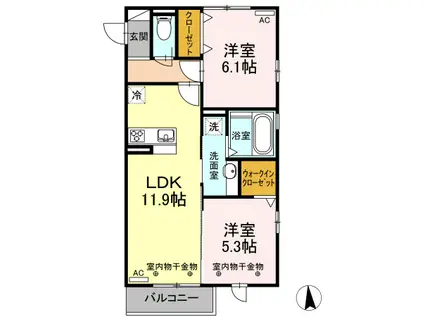 メゾン・レーヴ(2LDK/3階)の間取り写真