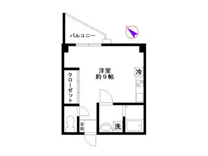 代官山上新ビル(ワンルーム/2階)の間取り写真