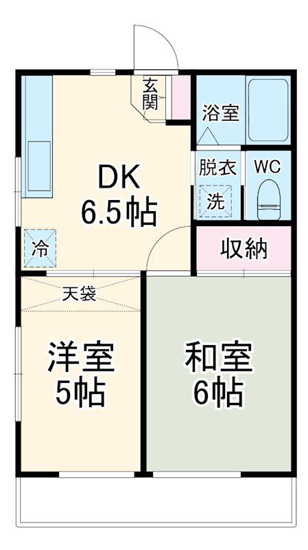 ルーミー甲府116号館(2DK/1階)の間取り写真
