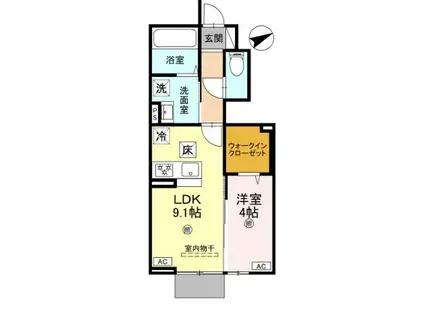 ANPOOL A棟(1LDK/1階)の間取り写真