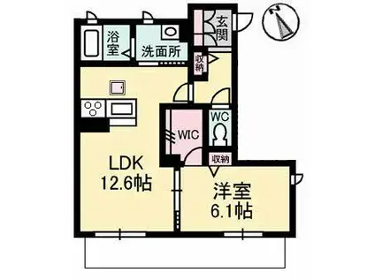 コンフォート(1LDK/1階)の間取り写真