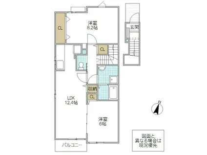 リバーフロント クレスト城東(2LDK/2階)の間取り写真