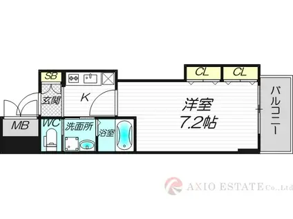 オリエンタル江坂(1K/4階)の間取り写真