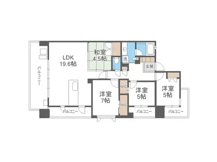 サングレート博多ロイヤルプレイス(4LDK/6階)の間取り写真