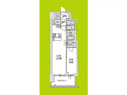 スプランディッド本町グラン(1LDK/5階)の間取り写真