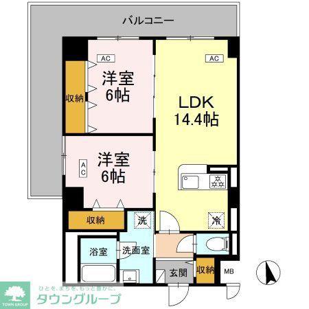 カスタリア西船橋II(2LDK/4階)の間取り写真