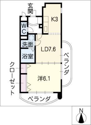 さくらHILLSYAGOTO(1LDK/2階)の間取り写真