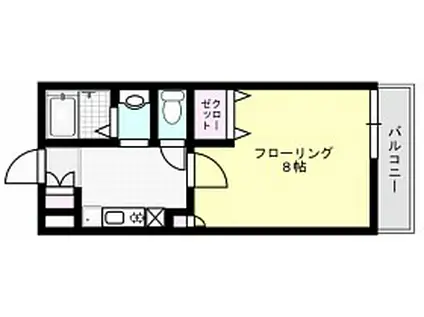 ガーデンヒルズII(1K/1階)の間取り写真