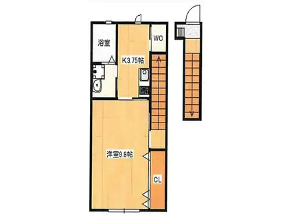 MONOLITH(1K/2階)の間取り写真