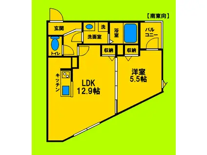 ラ クレア 緑地公園(1LDK/2階)の間取り写真