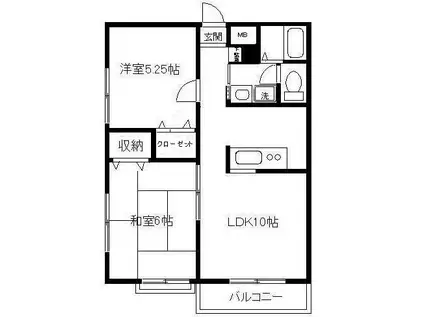 エミネンスハウスII A(2LDK/1階)の間取り写真