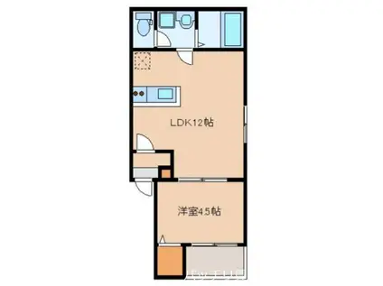 カトレア箱崎(1LDK/1階)の間取り写真