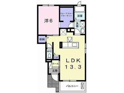 アグレーブル B(1LDK/1階)の間取り写真