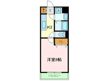 東武東上線 成増駅 徒歩13分 4階建 築13年(1K/2階)の間取り写真