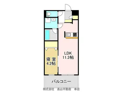 レジェンド桜 五番館(1LDK/1階)の間取り写真