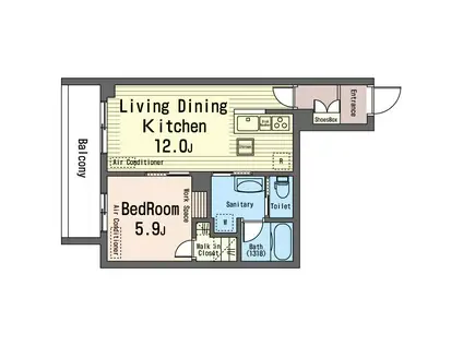 PLEASURE BRIGHT(1LDK/1階)の間取り写真