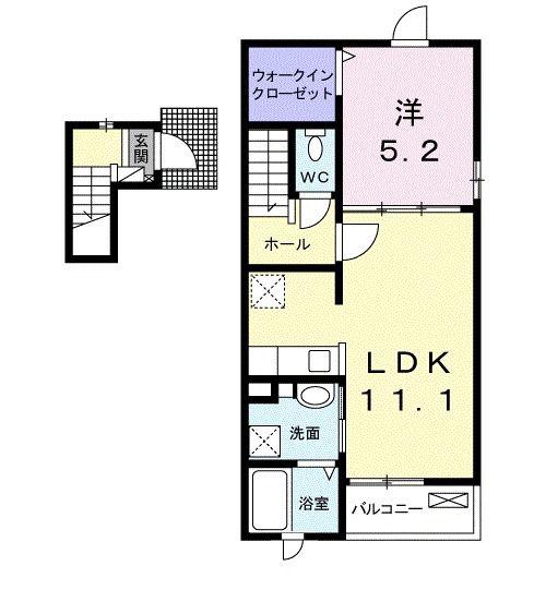 ヴィラファインV(1LDK/2階)の間取り写真
