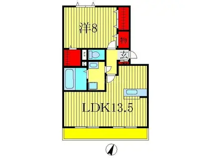ソレーユソシア柏(1LDK/2階)の間取り写真