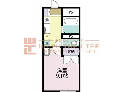 モナンジュ御井(1K/1階)の間取り写真