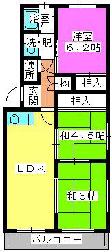ロイヤルハウス天神2(3LDK/4階)の間取り写真