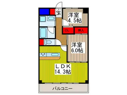 ROOT WHITEII(2LDK/2階)の間取り写真