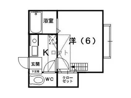 信開セルーラ新保(1K/1階)の間取り写真