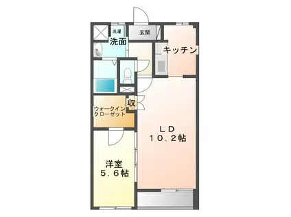 ラフィネソラーレ(1LDK/1階)の間取り写真