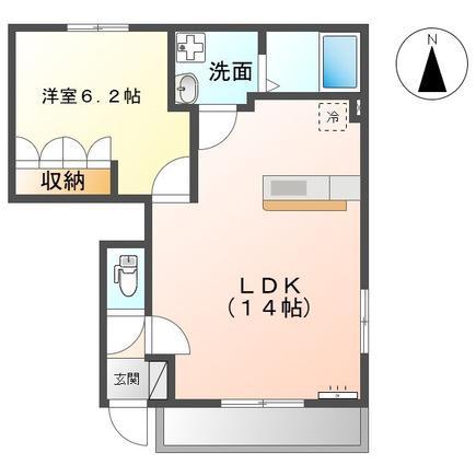 フォルティアC棟(1LDK/1階)の間取り写真