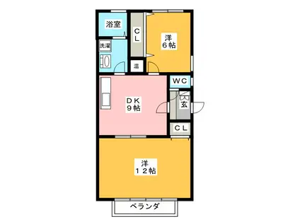 ライブタウン浜田A(2DK/3階)の間取り写真