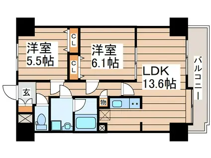 HOKULEA SENDAI(2LDK/5階)の間取り写真