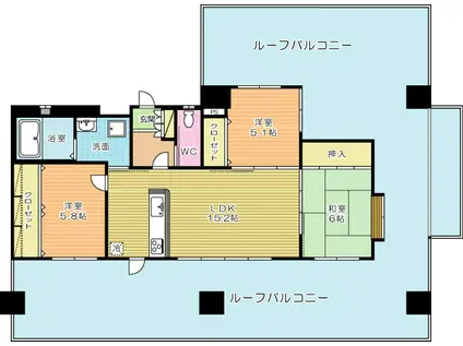 内山神岳ビル(3LDK/11階)の間取り写真