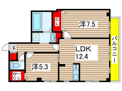 アルコバレーノシンメイ(2LDK/4階)の間取り写真