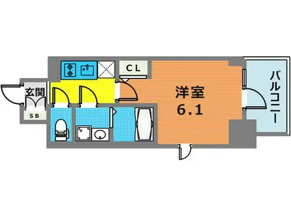 エスリードザ・ランドマーク神戸(1K/12階)の間取り写真