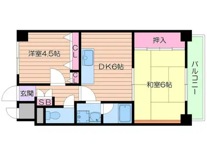 パークハイツ(2DK/3階)の間取り写真