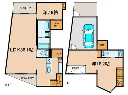 SAIL(2LDK/B1階)の間取り写真