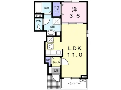 サニープレイスII(1LDK/1階)の間取り写真