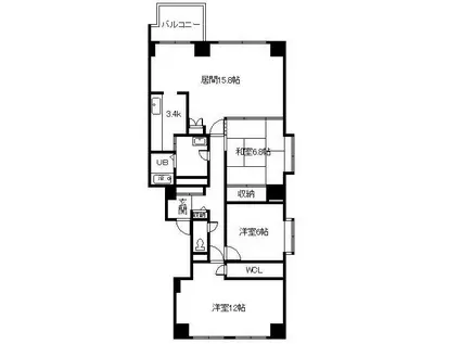 カサパラシオン(3LDK/10階)の間取り写真